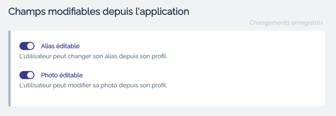 BO personnaliser profil